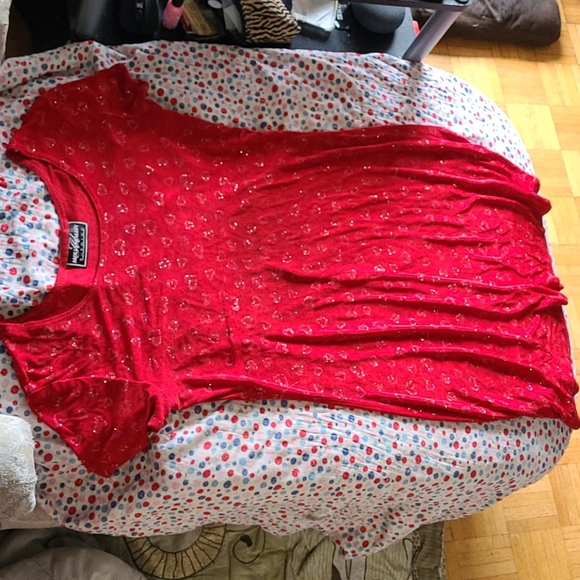 (90s Baby Doll Dress)Glittered, slinky plus size sun dress - Picture 6 of 6